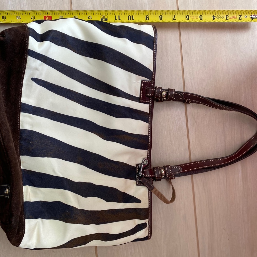 Dooney & Bourke Zebra Print Tote in Black, White & Brown - Picture 15 of 15